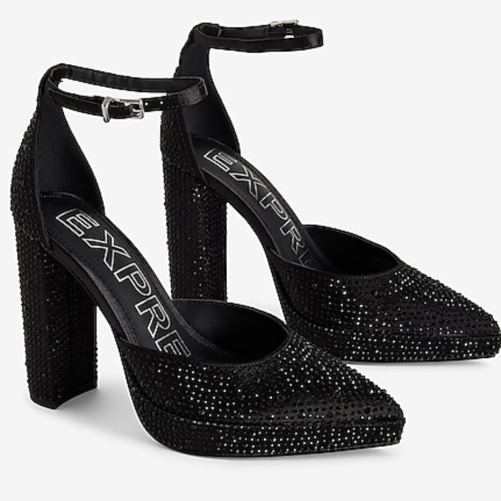 NWT Express Rhinestone Closed Pointed Toe
Platform Pumps